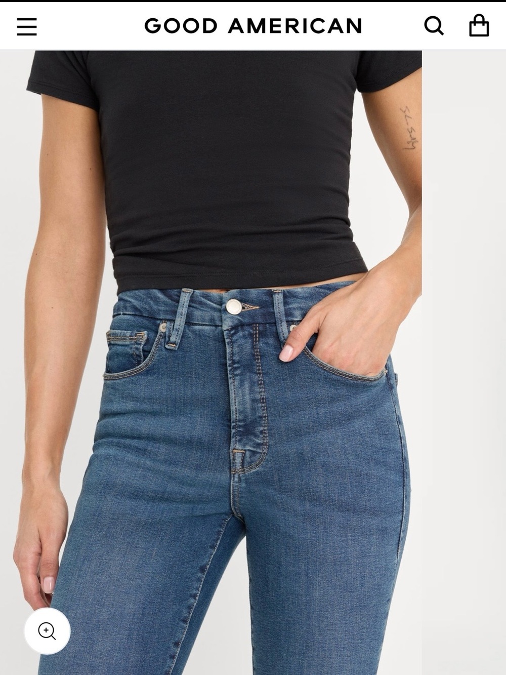 NWT Good American Always Fits, Skinny Dark Blue Jeans Size B-six to 12. Hi-rise